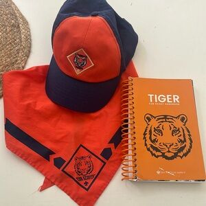 Cub Scout Tiger hat, neckerchief and handbook